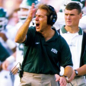 Oct 16, 1999; Wabash, IN, USA; FILE PHOTO; Michigan State Spartans head coach Nick Saban on the sidelines during the game against the Purdue Boilermakers at Ross-Ade Stadium.