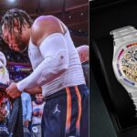 Marcus Rashford and Jalen Brunson (L) and Rashford's AP watch (R)