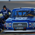 Austin Cindric (19) Brad Keselowski Racing Ford F-Series comes in for a pit stop during the Las Vegas 350 NASCAR Motorsport USA Camping World Truck Series driver playoff race on September 30, 2017, at Las Vegas Motor Speedway in Las Vegas, NV. (Photo by Josh Holmberg Icon Sportswire) AUTO: SEP 30 NASCAR Playoff - Las Vegas 350.