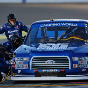 Austin Cindric (19) Brad Keselowski Racing Ford F-Series comes in for a pit stop during the Las Vegas 350 NASCAR Motorsport USA Camping World Truck Series driver playoff race on September 30, 2017, at Las Vegas Motor Speedway in Las Vegas, NV. (Photo by Josh Holmberg Icon Sportswire) AUTO: SEP 30 NASCAR Playoff - Las Vegas 350.