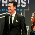 NASCAR Cup Series driver Joey Logano (22) and his wife Brittany at Charlotte Convention Center.