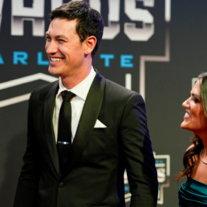 NASCAR Cup Series driver Joey Logano (22) and his wife Brittany at Charlotte Convention Center.