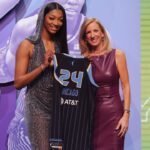 Angel Reese and Cathy Engelbert during the 2024 WNBA Draft