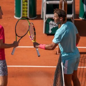 Sebastian Korda (L) and Rafael Nadal (R) after their French Open 2020 clash