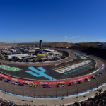 NASCAR Cup Series driver Martin Truex Jr. (19) and driver Joey Logano (22) lead the field for the start during the Cup Series championship race at Phoenix Raceway.