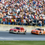 NASCAR Winston Cup driver Bill Elliott (9) leads Cale Yarborough (28) during the Daytona 500 at the Daytona International Speedway.