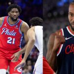 Joel Embiid (L) and Kawhi Leonard (R)