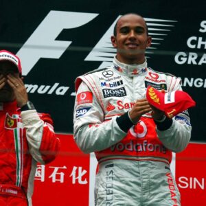 Award ceremony GP China 2008 - Winner Lewis Hamilton (England McLaren Mercedes, right) wins ahead of Felipe Massa (Brazil Ferrari)
