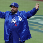 Ice Cube performs before game two of the 2024 MLB World Series at Dodger Stadium.