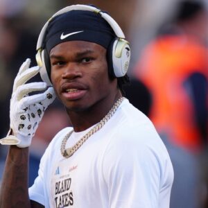Colorado Buffaloes wide receiver Travis Hunter (12) before the game against the Utah Utes at Folsom Field.