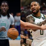 Jrue Holiday (L) and Damian Lillard (R)