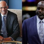 Kareem Abdul-Jabbar(R) and Shaquille O'Neal(L)