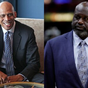 Kareem Abdul-Jabbar(R) and Shaquille O'Neal(L)