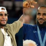 Carmelo Anthony and LeBron James at the 2024 Paris Olympics