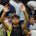 Carlos Alcaraz of Spain after losing to Botic van De Zandschulp of the Netherlands on day four of the 2024 U.S. Open tennis tournament