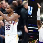 Kevin Durant (L), LeBron James (R)