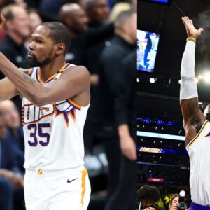 Kevin Durant (L), LeBron James (R)