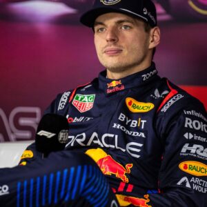 Formula 1 2024: F1 Las Vegas Grand Prix Race NOV 23 November 23 2024 Las Vegas NV, USA Red Bull Racing driver Max Verstappen (1) of Team Netherlands 4 time world champion talks about his championship win in Las Vegas