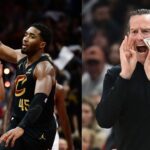 Donovan Mitchell (L) and Cavaliers Coach Kenny Atkinson (R)