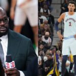 Shaquille O'Neal (L) and Victor Wembanyama (R)