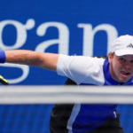 Alex Michelsen (USA) hits to Jannik Sinner (ITA) on day four of the 2024 U.S. Open tennis tournament