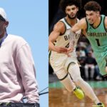 Andre Iguodala (L) and LaMelo Ball (R)