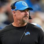 Detroit Lions head coach Dan Campbell watches a play against Indianapolis Colts during the second half at Lucas Oil Stadium in Indianapolis, Ind. on Sunday, Nov. 24, 2024.