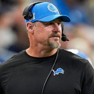 Detroit Lions head coach Dan Campbell watches a play against Indianapolis Colts during the second half at Lucas Oil Stadium in Indianapolis, Ind. on Sunday, Nov. 24, 2024.