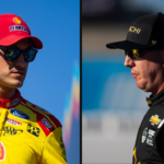 Joey Logano (L) and Kyle Busch (R).