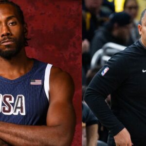 Kawhi Leonard (L) and Tyronn Lue (R)