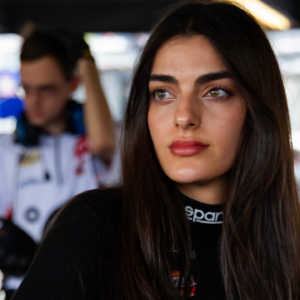 Feb 17, 2024; Daytona Beach, Florida, USA; ARCA Series driver Toni Breidinger (25) during the ARCA 200 at Daytona International Speedway. Mandatory Credit: Mark J. Rebilas-Imagn Images