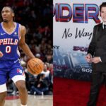 Tyrese Maxey (L), Tom Holland (R)