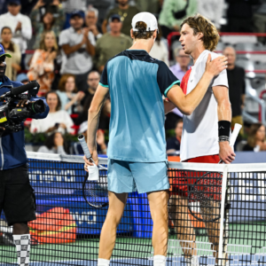 Jannik Sinner (ITA) congratulates Andrey Rublev for his win in quarterfinal