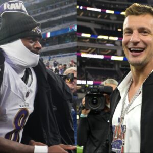 Baltimore Ravens QB Lamar Jackson, Rob Gronkowski - USA TODAY