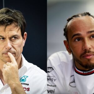 Toto Wolff (L) and Lewis Hamilton (R)