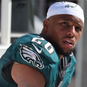 Philadelphia Eagles running back Saquon Barkley (26) against the Tampa Bay Buccaneers during the second half at Raymond James Stadium.