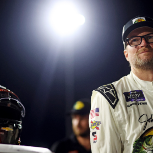 Dale Earnhardt Jr. (3) waits for the start of the 16th Annual Hampton Heat at Langley Speedway.