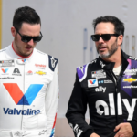NASCAR Cup Series driver Jimmie Johnson (48) and NASCAR Cup Series driver Alex Bowman (88) before the Daytona 500 at Daytona International Speedway.