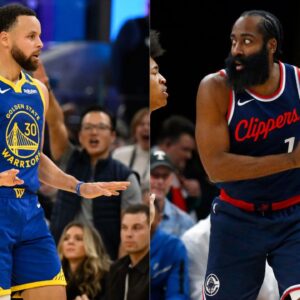 Stephen Curry (L), and James Harden (R)