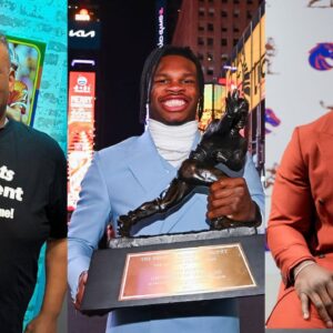 Jason Whitlock [Left]; Travis Hunter [Center]; Ashton Jeanty [Right]