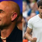 Andre Agassi (L) and Carlos Alcaraz (R).