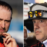 (L-R) NASCAR Cup Series driver Chase Bricoe with former team owner and driver Tony Stewart.