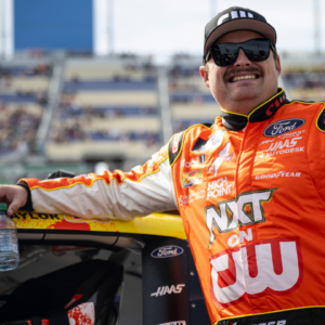 NASCAR Xfinity Series driver Cole Custer (00) stands by his car on pit lane before the NASCAR Xfinity Series Race at Kansas Speedway.
