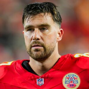 Kansas City Chiefs tight end Travis Kelce (87) during the first half against the Tampa Bay Buccaneers at GEHA Field at Arrowhead Stadium.