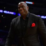 Los Angeles Lakers president of basketball operations Magic Johnson during the second half at Staples Center