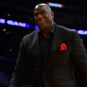 Los Angeles Lakers president of basketball operations Magic Johnson during the second half at Staples Center