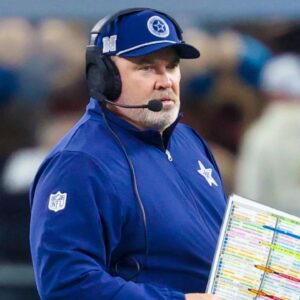 Dec 9, 2024; Arlington, Texas, USA; Dallas Cowboys head coach Mike McCarthy looks on during the first half against the Cincinnati Bengals at AT&T Stadium.