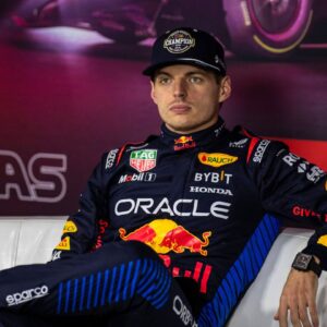 Red Bull Racing driver Max Verstappen (1) of Team Netherlands 4 time world champion talks about his championship win in Las Vegas and his future with Red Bull in 2025