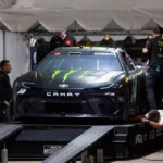 The car of NASCAR Cup Series driver Ty Gibbs (54) goes through tech inspection following practice for the NASCAR Championship race at Phoenix Raceway.