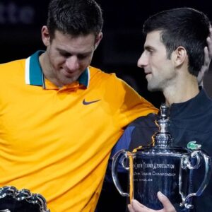 Juan Martin del Potro (L) and Novak Djokovic (R
